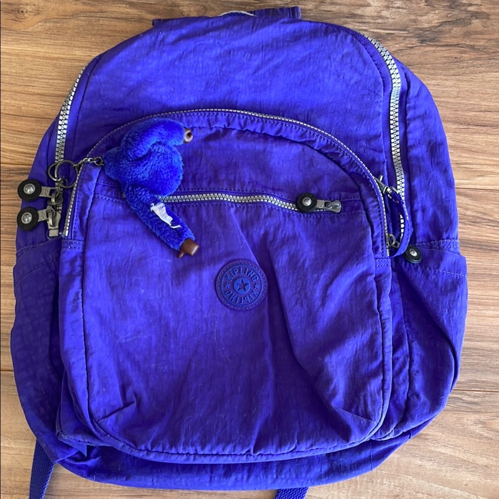 Pre-owned Kipling Purple Backpack with Monkey Keychain